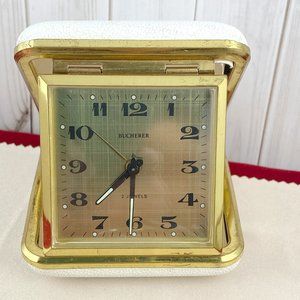 Vintage Bucherer 2 jewels wind-up Swiss Made Alarm Clock for the World Traveler